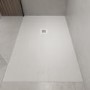 GRADE A1 - 1700x800mm Stone Resin White Slate Effect Low Profile Rectangular Shower Tray with Grate - Siltei