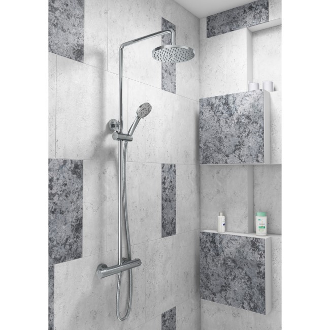 GRADE A1 - Dio Round Shower with Thermostatic Valve & Slide Rail Kit