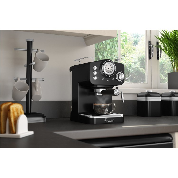 Swan SK22110BN Retro Espresso Coffee Machine - Black