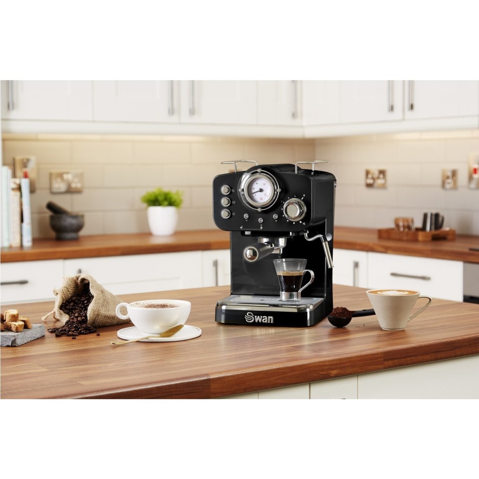 Swan SK22110BN Retro Espresso Coffee Machine Black BuyItDirect.ie
