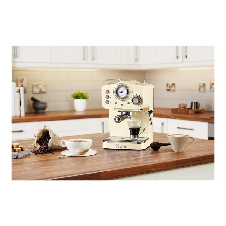 Swan SK22110CN Retro Espresso Coffee Machine - Cream