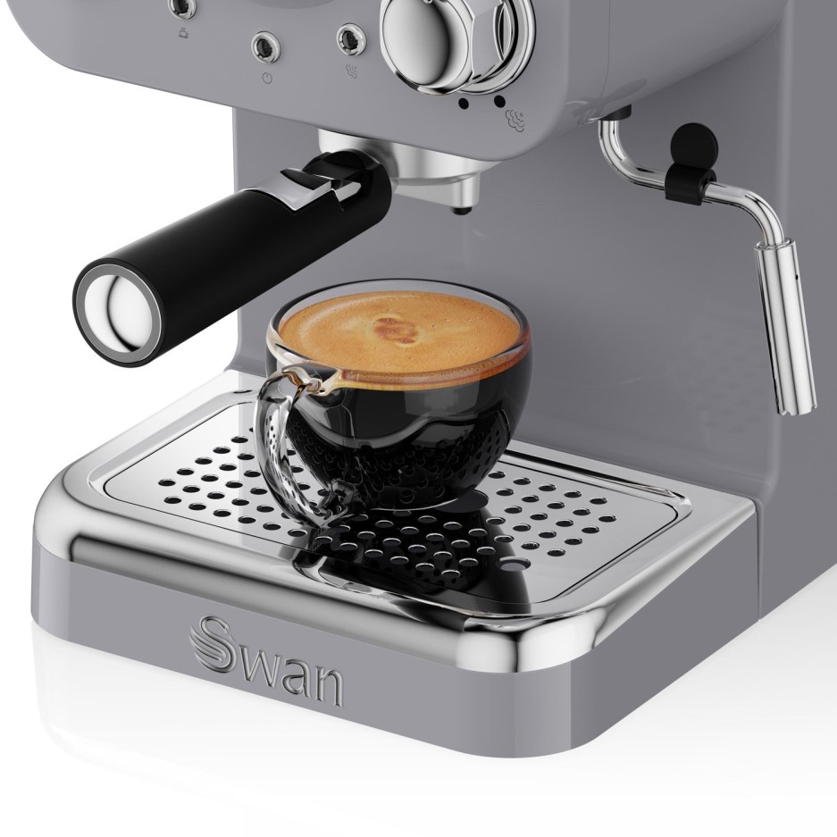 Swan SK22110GRYN Retro Espresso Coffee Machine Grey BuyItDirect.ie