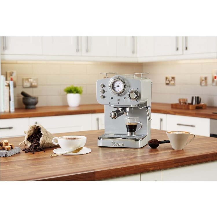 Swan SK22110GRYN Retro Espresso Coffee Machine - Grey