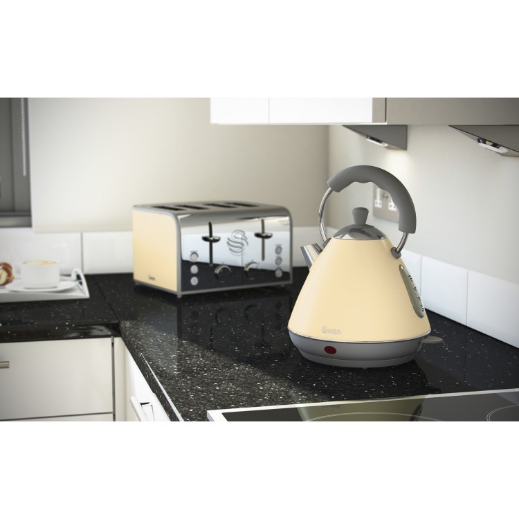 Swan SK261030CN 2L Retro Pyramid Kettle - Cream