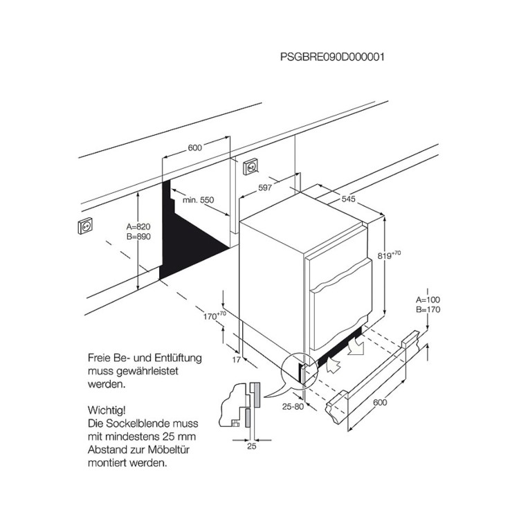 AEG 133 Litre Integrated Under Counter Larder Fridge