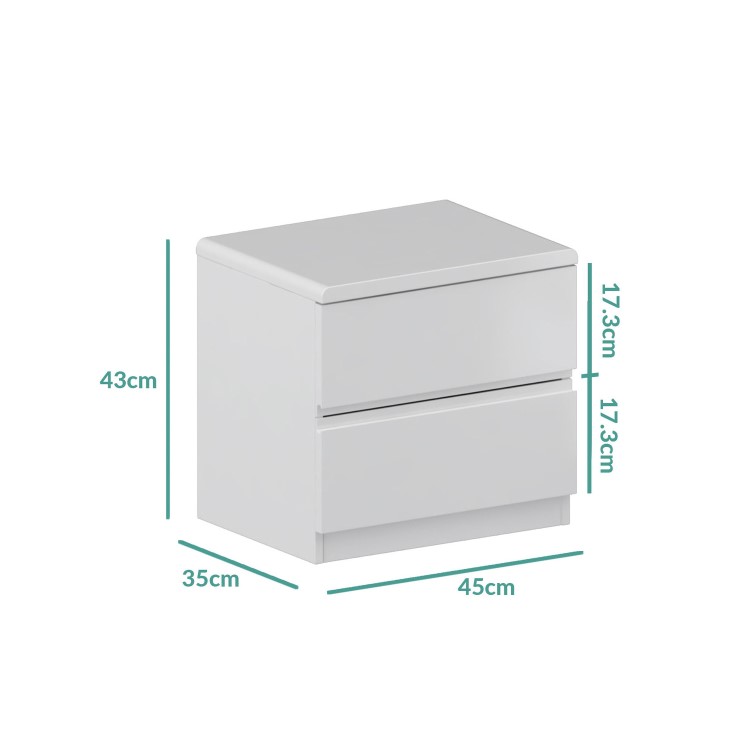 Skylar White Gloss Bedside Table - 2 Drawer