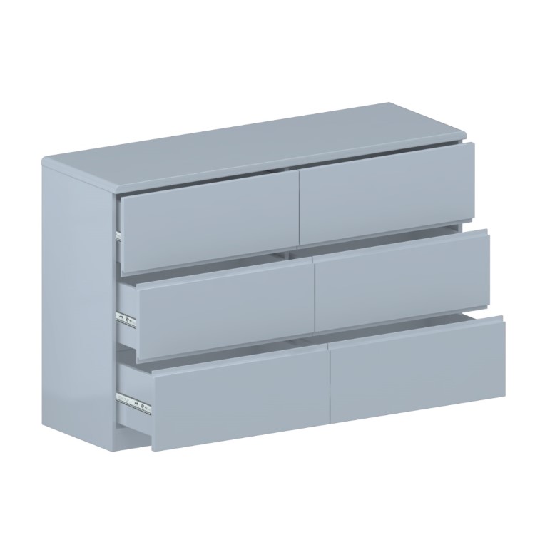 Skylar Grey Gloss Chest of Drawers - 6 Drawer Chest