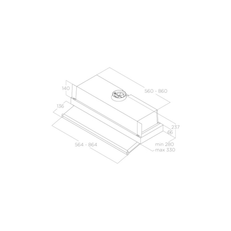 Refurbished Elica SKLOCK-LED-60 56cm Telescopic Canopy Cooker Hood Grey