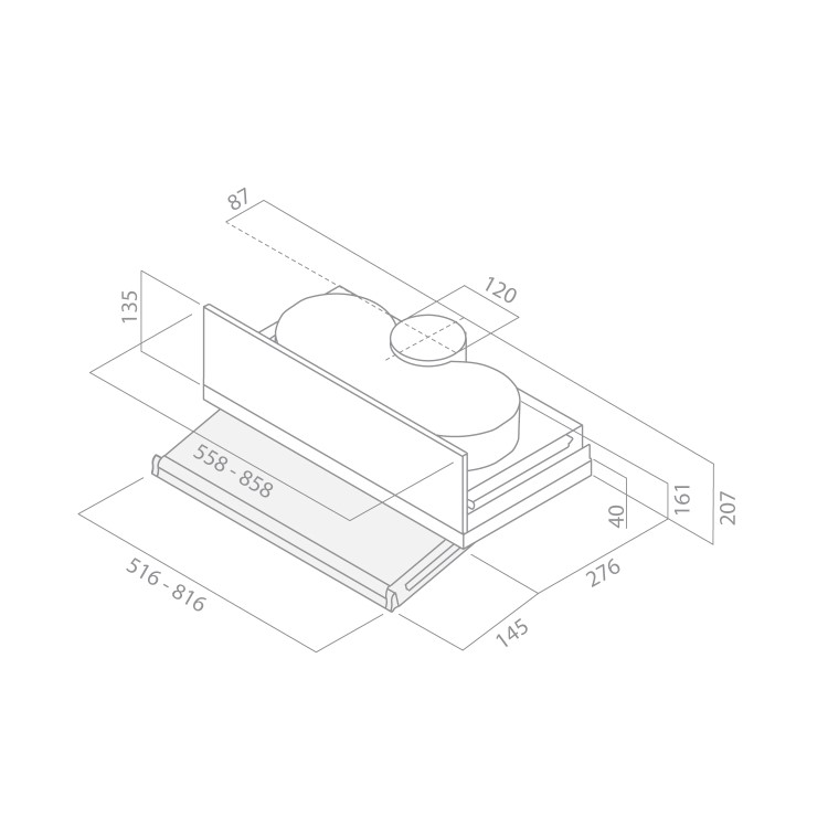 Refurbished Elica SKLOCK-LED-90 86cm Telescopic Canopy Cooker Hood Grey