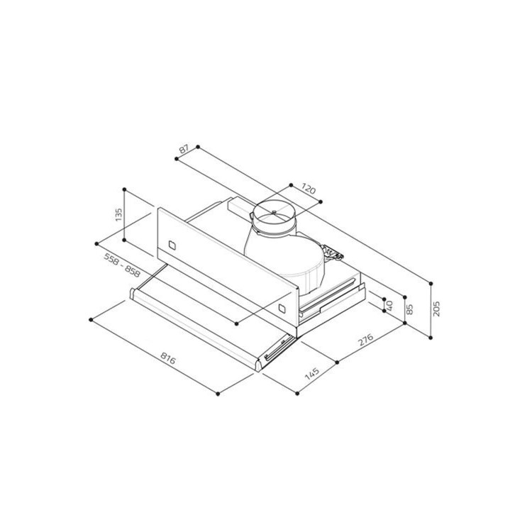 Elica 82cm Telecopic Cooker Hood With Glass Panel - Stainless Steel