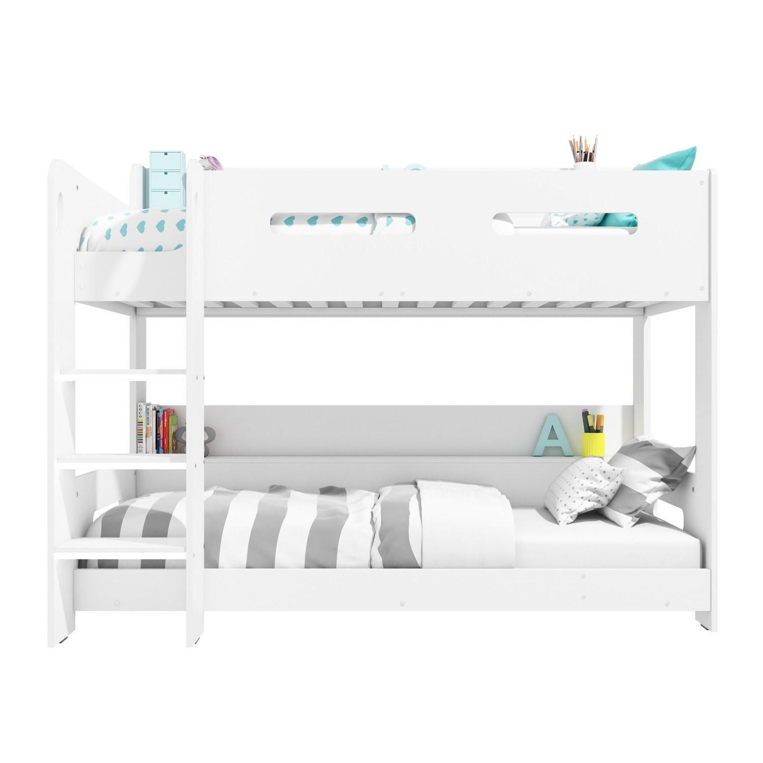 white detachable bunk beds