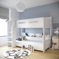 Sky White Bunk Bed with Shelves - Mattresses Included