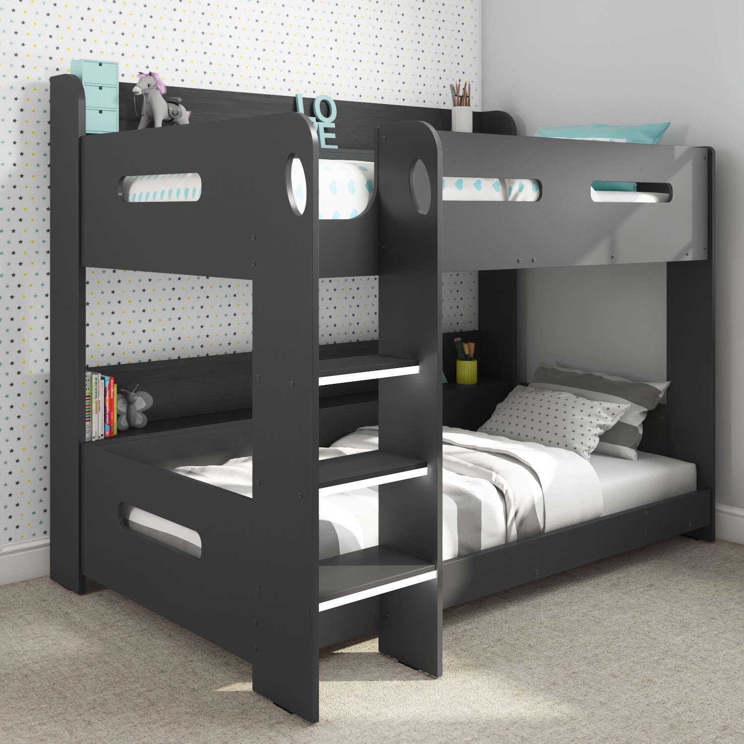bunk bed with mattress set
