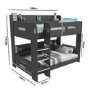 Dark Grey Bunk Bed with Shelves - Sky