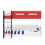 Red White and Blue Wooden Bunk Bed with Shelves - Sky