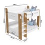 White and Oak Wooden Bunk Bed with Shelves - Sky