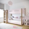 Pink and Oak Bunk Bed with Shelves - Sky