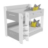 Grey and White Wooden Bunk Bed with Shelves - Sky