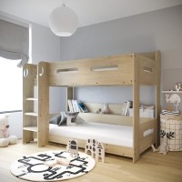 Oak Bunk Bed with Shelves - Sky Oak Bunk Bed with Shelves - Sky