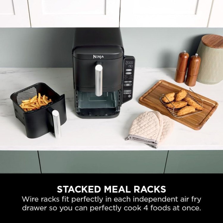 Ninja SL300UK 7.6L Double Drawer Air Fryer  2-Drawer Double Stack  Healthy Crispy Cooking