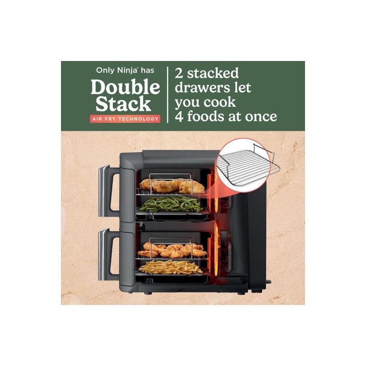 Refurbished Ninja SL400UK Double Stack XL 9.5L 6-in-1 Dual Air Fryer Grey