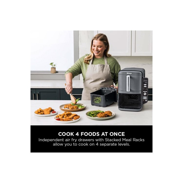 Refurbished Ninja SL400UK Double Stack XL 9.5L 6-in-1 Dual Air Fryer Grey
