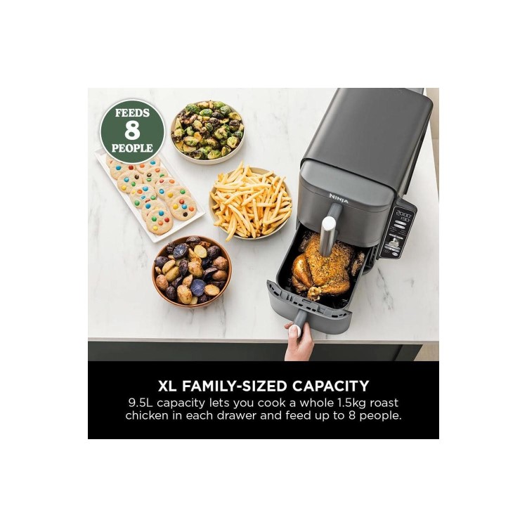 Refurbished Ninja SL400UK Double Stack XL 9.5L 6-in-1 Dual Air Fryer Grey