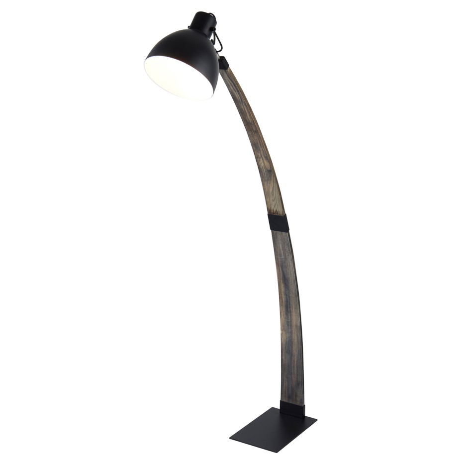 Black & Wood Curved Floor Lamp Searchlight BuyItDirect.ie
