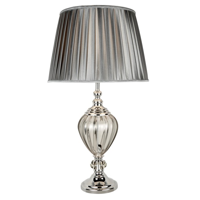 Table Lamp with Chrome Base & Pleated Light Shade - Greyson