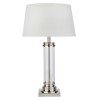 Silver Table Lamp with Glass Base &amp; Cream Shade - Pedestal