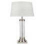 Silver Table Lamp with Glass Base & Cream Shade - Pedestal