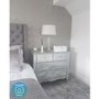 Silver Table Lamp with Glass Base & Cream Shade - Pedestal