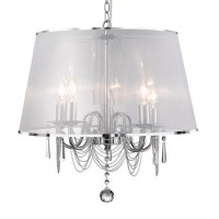 5 Candle Light Chandelier with Shade & Crystal Chains - Searchlight