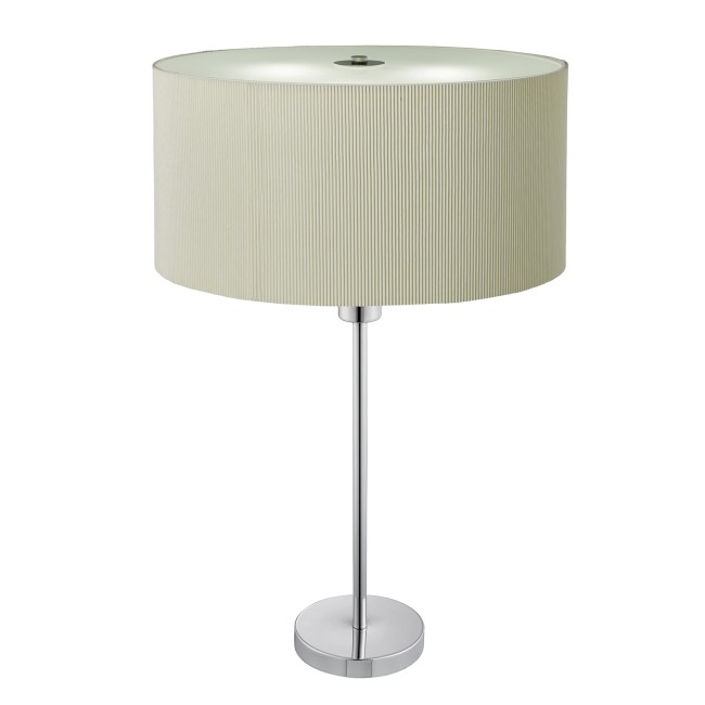 Table Lamp with Cream Fabric Shade & Chrome Shade - Drum