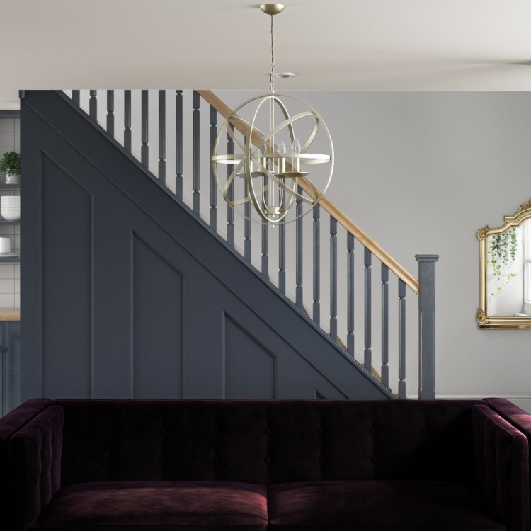 3 Light Brass Globe Chandelier - Orbit