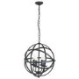 GRADE A1 - Orbit Matt Black Round Cage Frame Ceiling Pendant Light with 4 Candle Lights