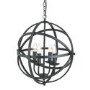 GRADE A1 - Orbit Matt Black Round Cage Frame Ceiling Pendant Light with 4 Candle Lights