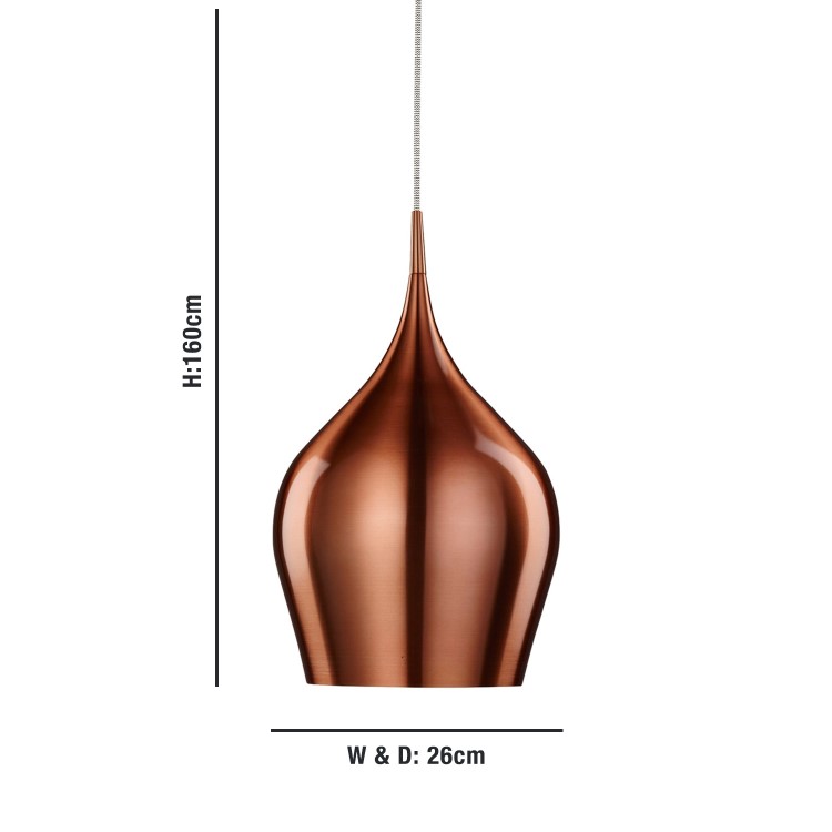 GRADE A1 - Vibrant Copper Ceiling Pendant Light with Braided Cable