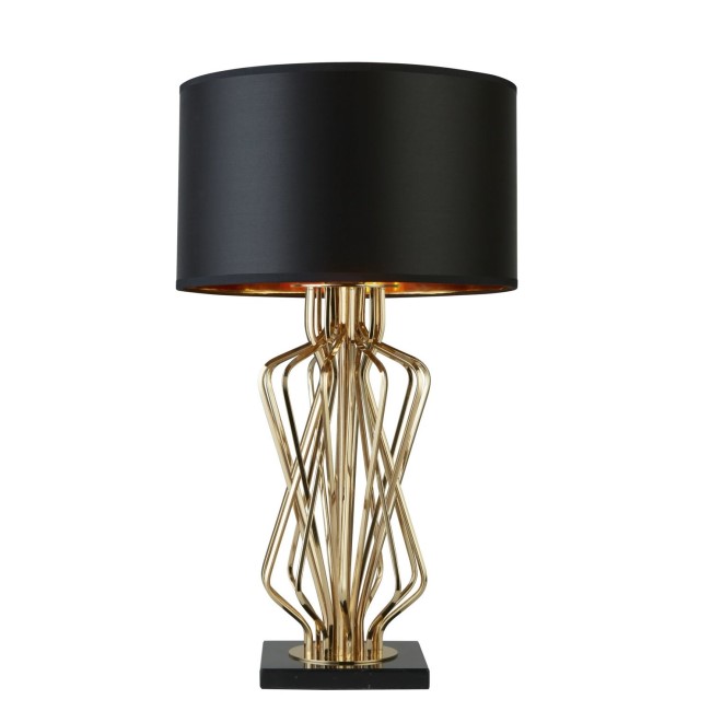 Gold Table Lamp with Satin Black Shade - Ethan