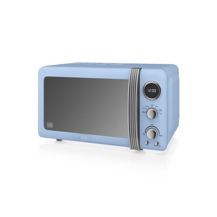 Swan Retro Digital SM22030BLN 20L 800W Freestanding Microwave - Blue