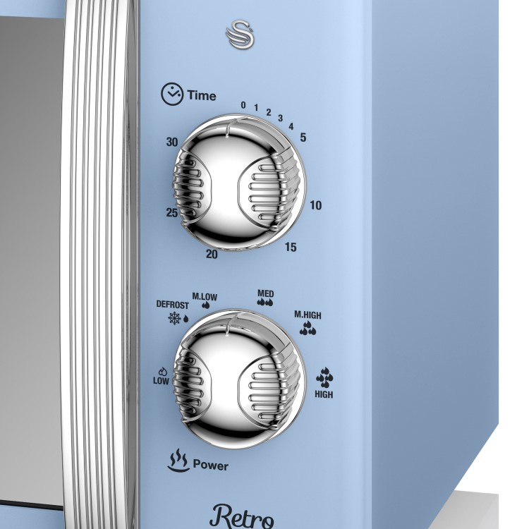 Swan Retro SM22130BLN 20L 800W Freestanding Microwave - Blue
