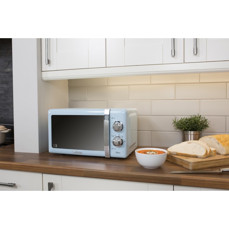 Swan Retro SM22130BLN 20L 800W Freestanding Microwave - Blue