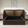 Brown Velvet Double Ottoman Bed with Wide Curved Headboard - Samara