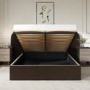 Brown Velvet Double Ottoman Bed with Wide Curved Headboard - Samara