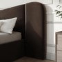 Brown Velvet Double Ottoman Bed with Wide Curved Headboard - Samara