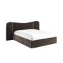 Brown Velvet Double Ottoman Bed with Wide Curved Headboard - Samara