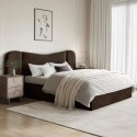 SMA001K Velvet King Size Ottoman Bed with Wide Curved Headboard in Chocolate Brown - Samara