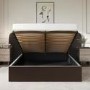 Brown Velvet King Size Ottoman Bed with Wide Curved Headboard - Samara
