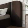 Brown Velvet King Size Ottoman Bed with Wide Curved Headboard - Samara