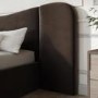 Velvet King Size Ottoman Bed with Wide Curved Headboard in Chocolate Brown - Samara